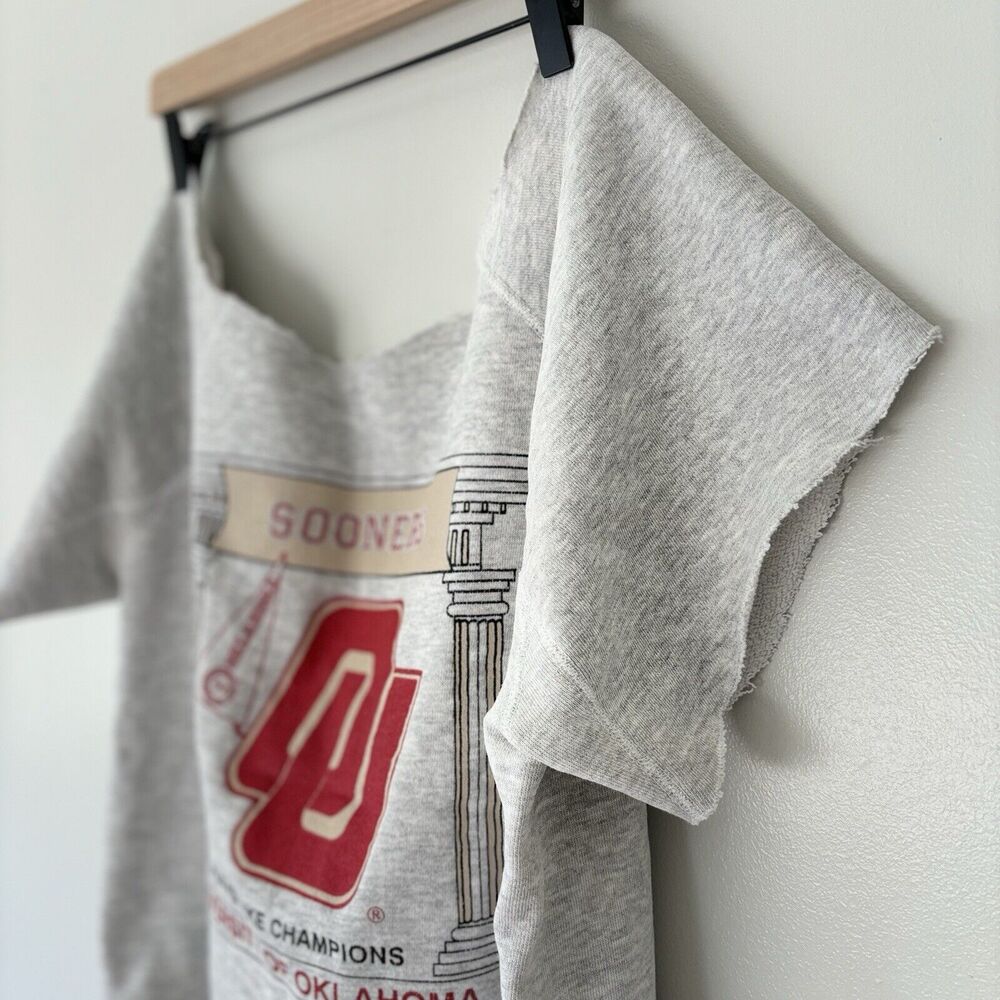 Vintage 80s Discus Athletic Sweatshirt OU Oklahoma Sooners Football Medium USA - Picture 3 of 16